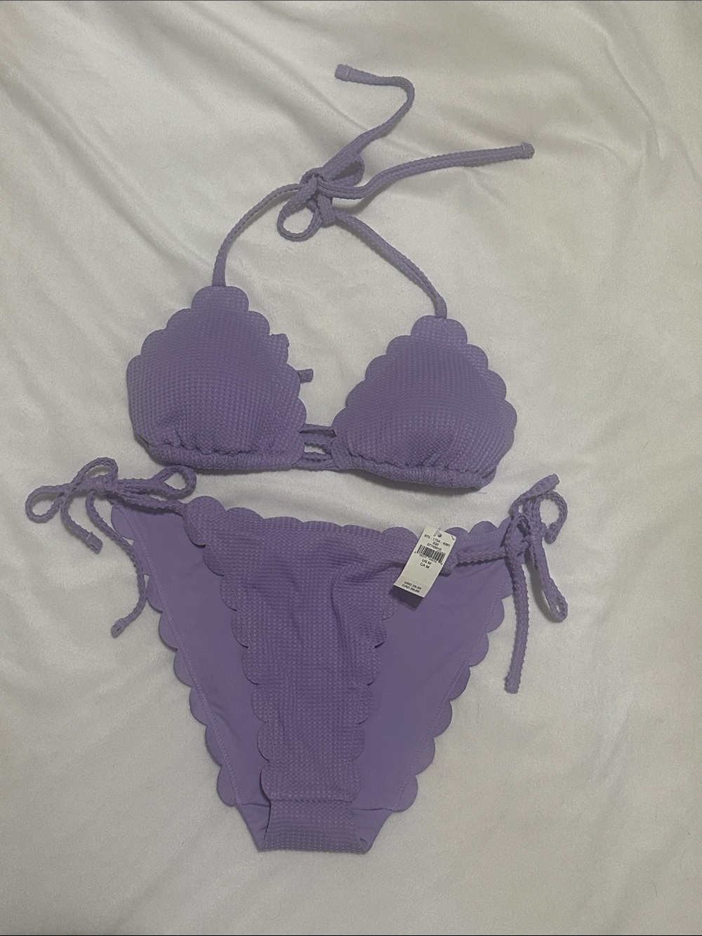 Aerie Lavender Scalloped Triangle Bikini Set NWT